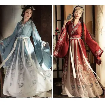 2 цвета в китайском стиле Hanfu Новый костюм из полиэстера Сценический Hanfu Красное платье Hanfu Комплект для элегантных девушек
