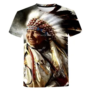 2023 Новые Модные Эффектные Рубашки В стиле Ретро С Забавным Рисунком Персонажей, Топы, Летние Мужские Футболки С 3D Принтом Индейцев Оверсайз