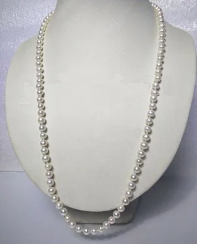 24-дюймовое фирменная новинка AAAA 8-9 мм японское ожерелье из белого жемчуга Akoya с пряжкой из золота 14 К