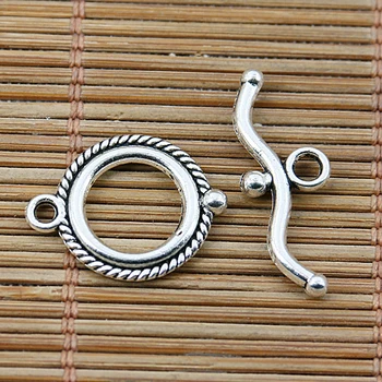 24 комплекта тибетских серебряных двустворчатых круглых застежек-тумблеров EF2054 бусины для изготовления ювелирных изделий