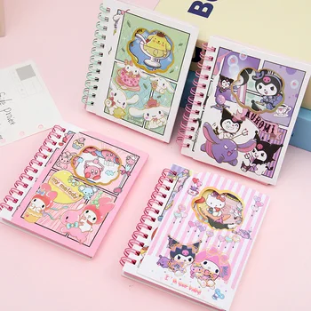 4шт Мультяшная мини-катушка Sanrio, милый блокнот Kuromi My Melody, Студенческий милый блокнот, подарок для детей