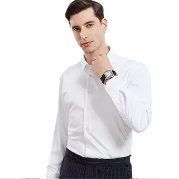 6XL, весенне-осенняя мужская официальная однотонная рубашка большого размера с длинными рукавами, деловая повседневная рабочая одежда без железа