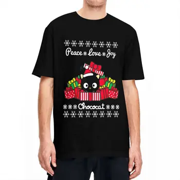 Chococat Ugly Sweater, Рождественские Футболки для Мужчин, Женщин, Сумасшедшая Хлопковая Футболка С Круглым воротом, Футболка С Коротким рукавом, Топы Размера Плюс