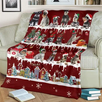 HX Рождественское Одеяло Животные Собака Шнауцер 3D Печатные Фланелевые Одеяла для Кровати Теплые Плюшевые Одеяла Подарки 220x150cm