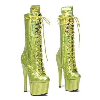 LAIJIANJINXIA/ Новые Модные Женские Современные ботинки на платформе с искусственным верхом 17 см/7 дюймов Для танцев на шесте На высоком каблуке 225