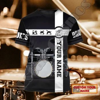 NewFashion Custom Name Music Drummer Drums Красочные Полиэфирные 3DPrint Harajuku Уличная Одежда Летние Повседневные Футболки С Короткими Рукавами S