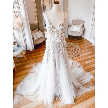 Roycebridal Элегантное свадебное платье с V-образным вырезом на тонких бретельках Свадебные Женские платья vestido de boda corte sirena