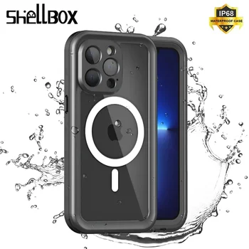 Shellbox IP68 Водонепроницаемый Чехол Для iphone 13 Pro Max Cover Совместимый Магнитный Заряд 13p Кожи Для Подводного Плавания На Открытом воздухе 13 Cuque