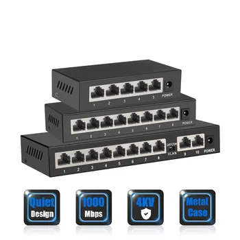 Terow Switch Ethernet Гигабитный Коммутатор 8-10 Портов 1000 Мбитс Неуправляемый Сетевой Коммутатор для Wifi Маршрутизатора Ethernet Splitter RJ45 LAN Hub