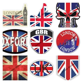 Англия Великобритания Лондон Автомобильная Наклейка ПВХ Аксессуары Оригинальный Британский Винтажный Флаг Череп GBR Racing Rally Decoration Decal