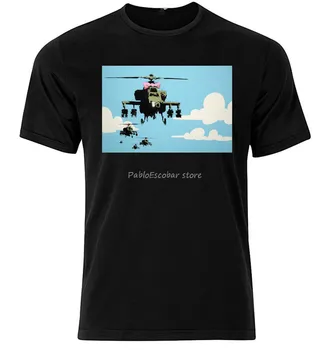 Вертолеты Бэнкси - Хлопковая футболка с рисунком бодибилдинга с коротким и длинным рукавом, мужская брендовая футболка, летние футболки