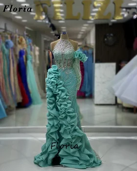 Вечерние платья с кристаллами и многоуровневым разрезом по бокам, женское вечернее платье для свадеб, Элегантное Дубайское платье знаменитостей, расшитое бисером на заказ
