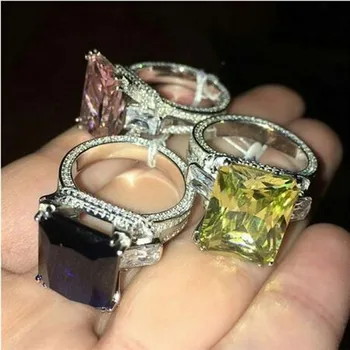 Винтажная Эйфелева башня, 6-каратный Лабораторный Топаз, бриллиантовое кольцо из стерлингового серебра 925 пробы, Обручальные кольца для женщин, Юбилейные украшения
