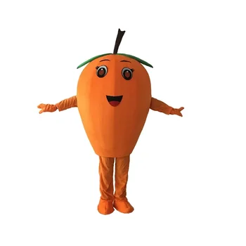 Вкусный Оранжевый Костюм талисмана Мушмула Мультяшный персонаж Mascotte Зеленые Листья Коричневая Одежда Stipe