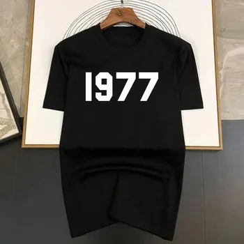 Высококачественная хлопковая роскошная футболка с монохромным принтом 1977 года, Мужская Новая брендовая модная крутая дизайнерская футболка, Повседневные топы уличной одежды