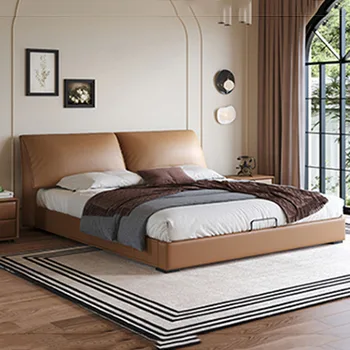 Главная Дизайнерская Двуспальная кровать Роскошного Итальянского Европейского дизайна, двуспальная кровать размера 
