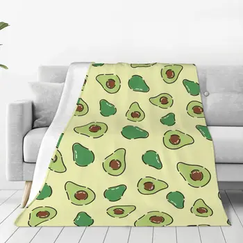 Зеленое одеяло с авокадо, бархатное украшение, мультяшные фрукты, многофункциональные легкие пледы для дивана, уличные покрывала