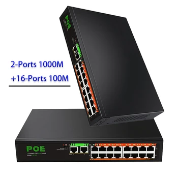 Интернет-Разветвитель POE-коммутатор Ethernet Smart Switcher 16 портов 100 М + 2 порта 1000 М Гигабитный Сетевой Коммутатор Интернет-Разветвитель RJ45 Концентратор