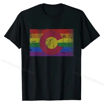 Колорадо ЛГБТ Футболка Гей Лесби Прайд Флаг Рубашка Футболки Простой Стиль Классические Хлопчатобумажные Футболки для Мужчин