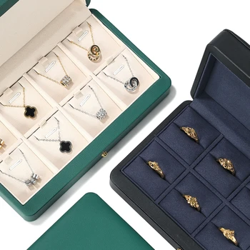 Коробка для хранения ювелирных изделий высокого класса, коробка для показа колец, коробка для хранения кожаного ожерелья высокого класса, шкатулка для ювелирных изделий ручной работы