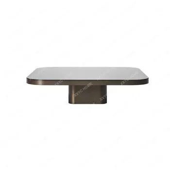 Креативная комбинация квадратного журнального столика из нержавеющей стали, Современная Минималистичная гостиная, Простой металлический приставной столик