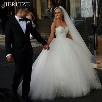 Кружевные аппликации, бальное платье, простые свадебные платья для принцев, свадебные платья в стиле милой невесты, на шнуровке сзади