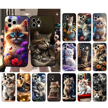 Милый котенок-кошка Чехол для телефона iphone 15 14 Pro Max 13 12 11 Pro Max XSMax XR 12 13 mini 14 Plus Shell