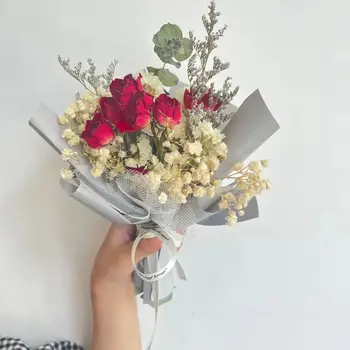 Мини-букет на День Святого Валентина в стиле INS, искусственный цветок, Babysbreath Rose, сухоцветное украшение для дома, подарок подруге на Новый год