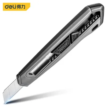 Многофункциональный нож для резки бумаги Deli с ручным лезвием, художественный нож в пластиковом корпусе 18 мм - черный DL018C