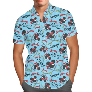 Мужская гавайская рубашка Disney, мужская рубашка с короткими рукавами в стиле Disney Cruise, пляжная винтажная рубашка, мужской женский топ