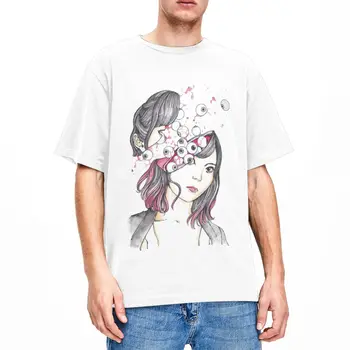 Мужские и женские футболки Junji Ito, японская манга ужасов, хлопчатобумажная одежда для отдыха, футболки с коротким рукавом и круглым воротником.