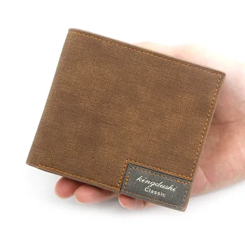 Мужской деловой короткий кошелек-клатч С матовой строчкой, портмоне, держатель для карт, однотонная сумка для удостоверения личности в стиле ретро