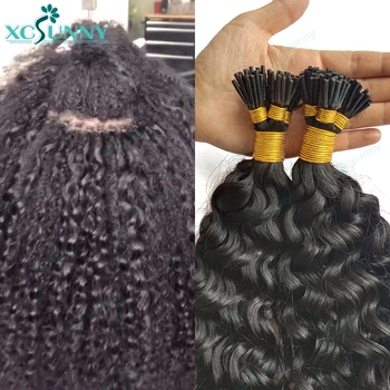 Наращивание волос Itip Человеческие волосы Вьющиеся Microlink I Tip Наращивание волос волна воды Бирманская палочка для наращивания волос для женщин