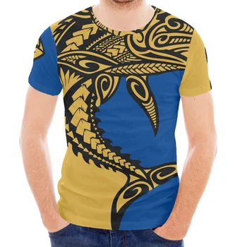 Новая летняя модная спортивная приталенная рубашка с принтом акулы, полинезийское племя, Гавайи, Роскошная мужская футболка с коротким рукавом, короткий рукав