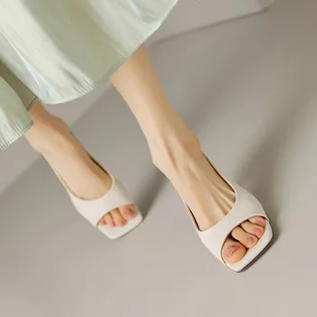 Новая Однотонная Модная Женская обувь На шпильке С Открытым Носком, Летняя Дышащая Элегантная Вечерняя Обувь На высоком каблуке Zapatos Mujer