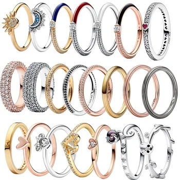 Новое кольцо Sun Moon из стерлингового серебра 100% пробы 925 пробы, подходящее для оригинальных аксессуаров, браслета, подарка очаровательной паре pandora Ring