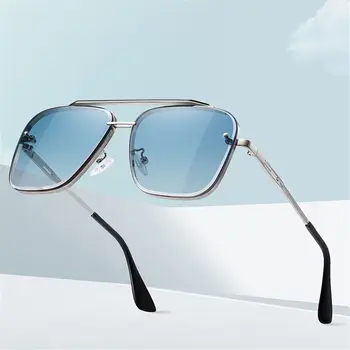 Новые солнцезащитные очки с градиентом для мужчин и женщин, модные солнцезащитные очки в металлической оправе с большой оправой, роскошные Модные очки для вождения в стиле панк, очки UV400