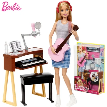 Оригинальная кукла-музыкант Барби Светлые волосы Профессиональная пианистка Аксессуары для гитары и клавиатуры Суставы Подвижные игрушки для девочек Набор для ролевых игр