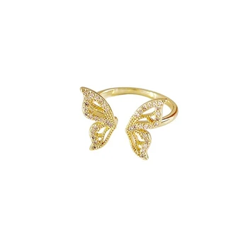 Открывающее кольцо с бабочкой из циркона в стиле ретро из нержавеющей стали 316L Для женщин, Изысканные модные украшения, подарок для вечеринки SAR211