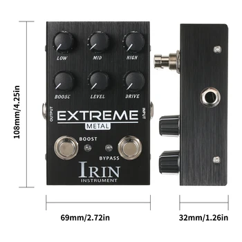 Педаль гитарного эффекта IRIN Distortion, портативный гитарный эффектор, регуляторы уровня усиления частоты, аксессуары для электрогитары