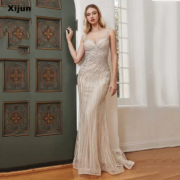 Платья для выпускного вечера Xijun на тонких бретельках с кристаллами 