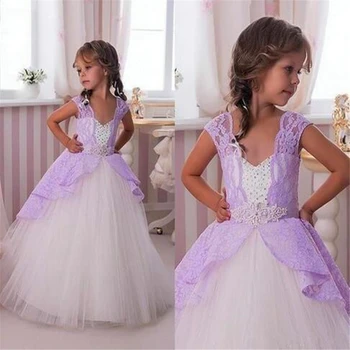 Прекрасное тюлевое кружевное платье без рукавов с цветочным принтом для девочек, платья принцессы для первого причастия, Детский подарок-сюрприз на День рождения