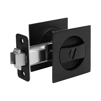 Раздвижной дверной замок с карманом, матовый Черный, Современная фурнитура для дверей с квадратным карманом для уединения