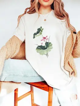 Растительный цветочный тренд, женская футболка в стиле 90-х, модная одежда, женская футболка с коротким рукавом и принтом, весна-лето, графическая футболка