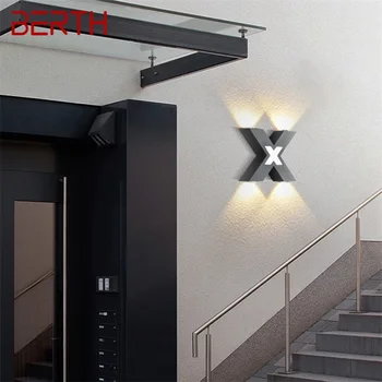 Уличный настенный светильник для причала, современные светодиодные бра, лампа с водонепроницаемым абажуром IP65 X, декоративная для дома, виллы на крыльце.