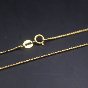 Цепочка из настоящего желтого золота 18 Карат для женщин, 1 мм, ожерелье из резного бисера, 45 см/17,7 дюйма, марка Au750