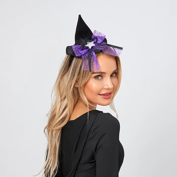 Шляпа Ведьмы на Хэллоуин, повязка на голову, Повязка для косплея, головной убор, Вечерние Аксессуары для волос для взрослых, Реквизит для детских костюмов