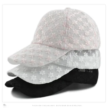 Шляпа, женская летняя накидка, солнцезащитный крем для лица, солнцезащитные шляпы, кружевная модная бейсболка, повседневные Полые кепки с утиным язычком в виде цветов, гольф