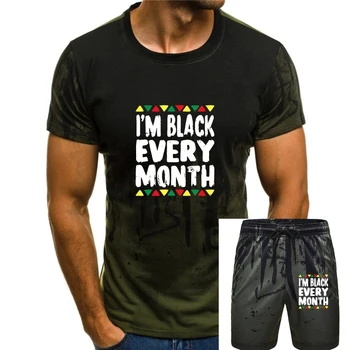 Я Черный Каждый месяц, футболка, Месяц истории, афроамериканская хлопковая футболка для мужчин, Уличные топы, Рубашка, Новый дизайн, High Street