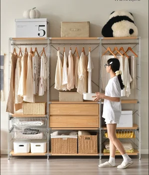 Японская напольная вешалка в минималистичном стиле, переход в открытый шкаф из нержавеющей стали, хранение в шкафу, вешалка